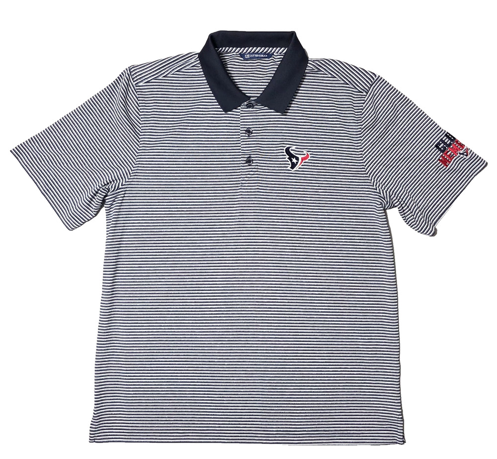Houston Texans NFL Polo Shirt Men's Large L Cutter & Buck Striped Club Member